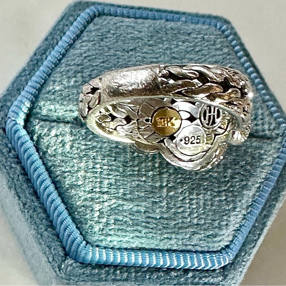 John Hardy Oval Diamond Classic Chain Statement Ring - Picture 6 of 9